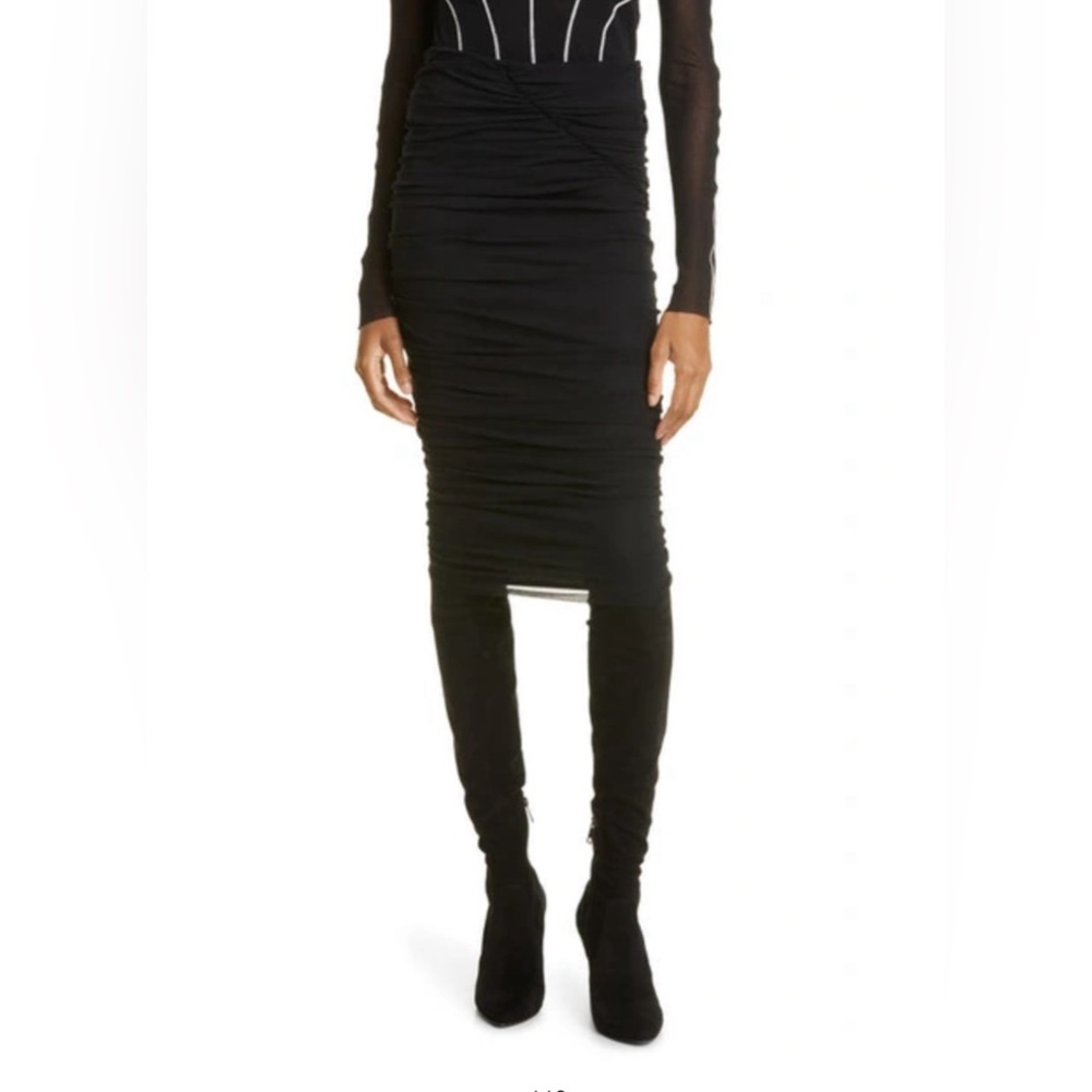 Fuzzi Ruched Midi Skirt in Tulle XXS